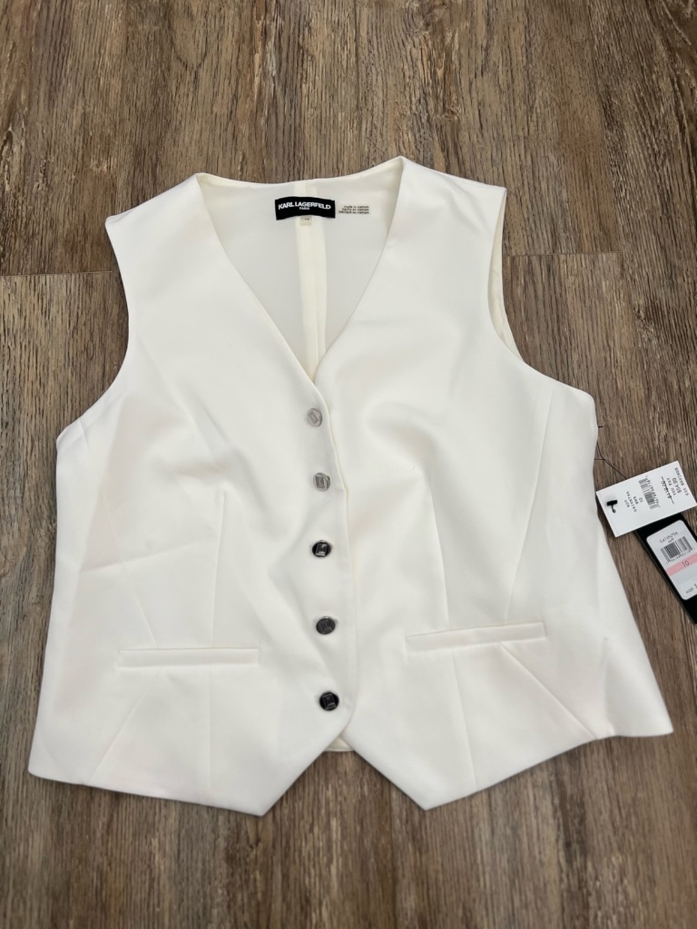 KARL LAGERFELD Cream Button Front Vest
